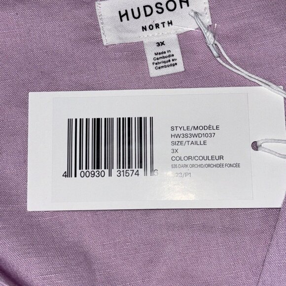 NWT Hudson North Rose Pink Linen Blend Belted Wrap Summer Dress Pockets Sz 3XL - Picture 7 of 16